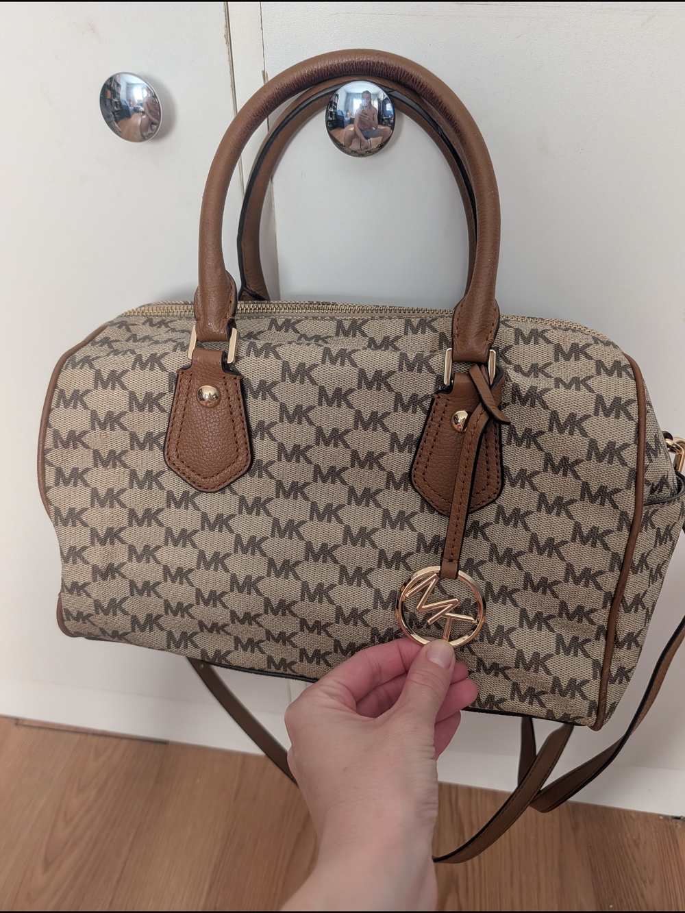 Michael Kors Brown Signature MK Dome Satchel